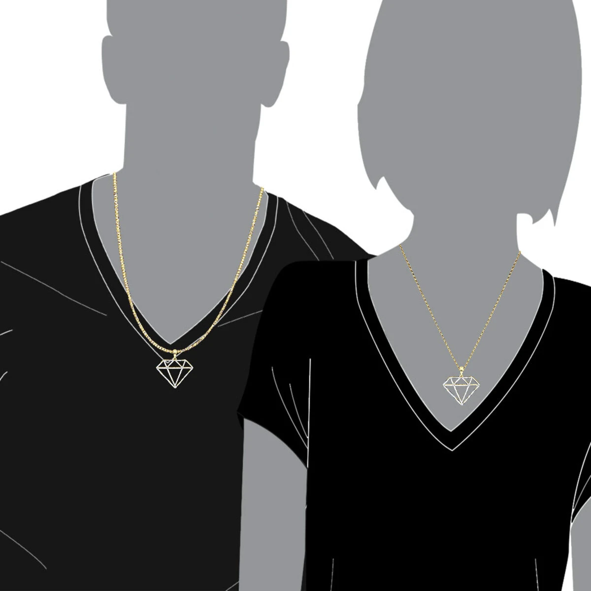 Large Size Diamond Shape Charm Pendant 0.5CT 14K Yellow Gold By Luxurman 9 Large Size Diamond Shape Charm Pendant 0.5CT 14K Yellow Gold By Luxurman - Image 7