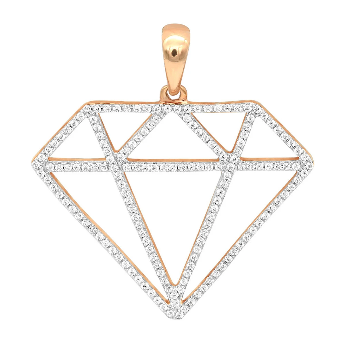 Large Size Diamond Shape Charm Pendant 0.5CT 14K Yellow Gold By Luxurman 5 Large Size Diamond Shape Charm Pendant 0.5CT 14K Yellow Gold By Luxurman - Image 3