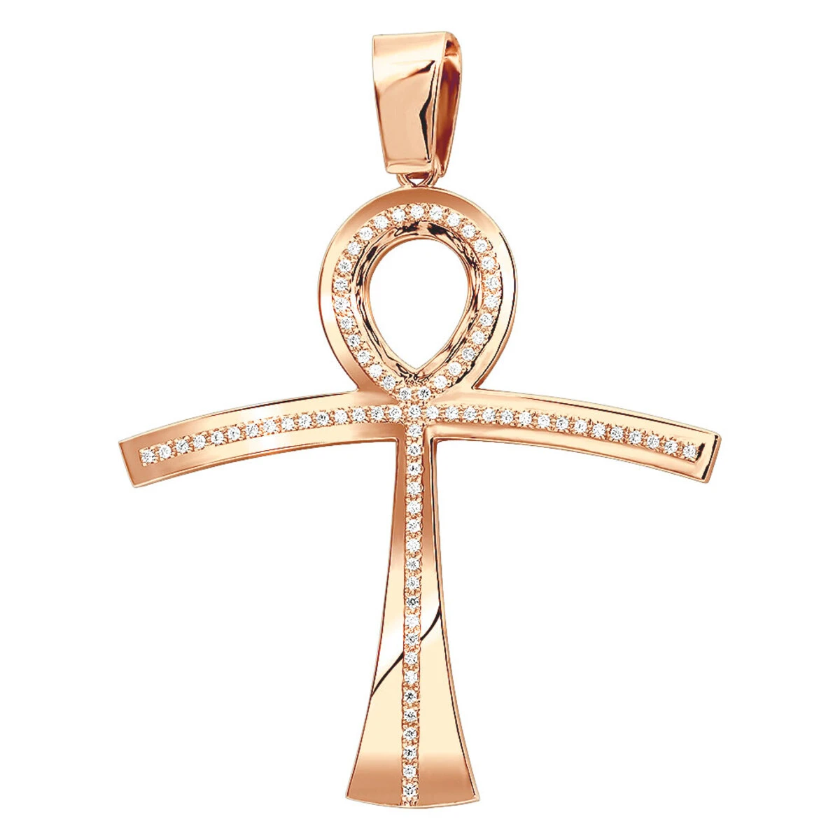 Large Symbol Of Life Egyptian Ankh Diamond Cross Pendant 14K White Gold 2.5ct 5 Large Symbol Of Life Egyptian Ankh Diamond Cross Pendant 14K White Gold 2.5ct - Image 3