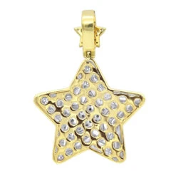 Large Unisex High Fashioned Diamond Star Pendant 14K Yellow Gold 1.8CT -H'Hen Sale Store jewelry large unisex high fashioned diamond star pendant in 14k gold 18ct backye 1
