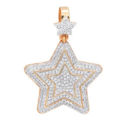 Large Unisex High Fashioned Diamond Star Pendant 14K Yellow Gold 1.8CT -H'Hen Sale Store jewelry large unisex high fashioned diamond star pendant in 14k gold 18ct ro 1
