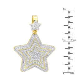Large Unisex High Fashioned Diamond Star Pendant 14K Yellow Gold 1.8CT -H'Hen Sale Store jewelry large unisex high fashioned diamond star pendant in 14k gold 18ct rulerye 1