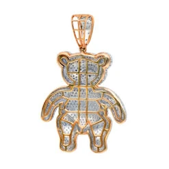 Luxurman Charms 10K Yellow Gold Large Teddy Bear Diamond Pendant Men's 3.25ct -H'Hen Sale Store jewelry luxurman charms real 10k gold large teddy bear diamond pendant mens 325ct backro