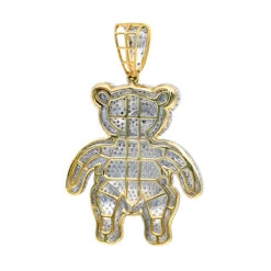 Luxurman Charms 10K Yellow Gold Large Teddy Bear Diamond Pendant Men's 3.25ct -H'Hen Sale Store jewelry luxurman charms real 10k gold large teddy bear diamond pendant mens 325ct backye