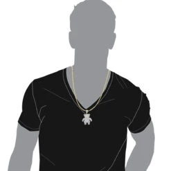 Luxurman Charms 10K Yellow Gold Large Teddy Bear Diamond Pendant Men's 3.25ct -H'Hen Sale Store jewelry luxurman charms real 10k gold large teddy bear diamond pendant mens 325ct bodro