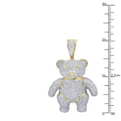 Luxurman Charms 10K Yellow Gold Large Teddy Bear Diamond Pendant Men's 3.25ct -H'Hen Sale Store jewelry luxurman charms real 10k gold large teddy bear diamond pendant mens 325ct rulerye