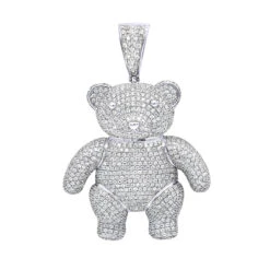 Luxurman Charms 10K Yellow Gold Large Teddy Bear Diamond Pendant Men's 3.25ct -H'Hen Sale Store jewelry luxurman charms real 10k gold large teddy bear diamond pendant mens 325ct wh