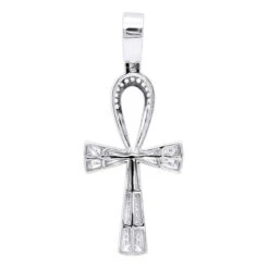 Luxurman Egyptian Ankh Cross Diamond Pendant 14K White Gold 0.6CT 2 3/4 Inch -H'Hen Sale Store jewelry luxurman pharaoh egyptian ankh cross diamond pendant in 14k gold 06ct backwh 1