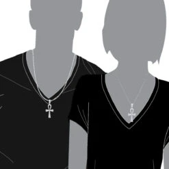 Luxurman Egyptian Ankh Cross Diamond Pendant 14K White Gold 0.6CT 2 3/4 Inch -H'Hen Sale Store jewelry luxurman pharaoh egyptian ankh cross diamond pendant in 14k gold 06ct bodwh 1