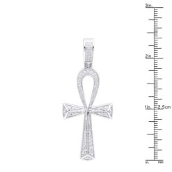 Luxurman Egyptian Ankh Cross Diamond Pendant 14K White Gold 0.6CT 2 3/4 Inch -H'Hen Sale Store jewelry luxurman pharaoh egyptian ankh cross diamond pendant in 14k gold 06ct rulerwh 1