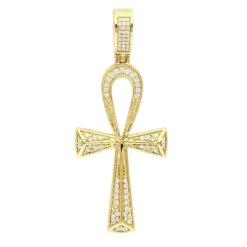 Luxurman Egyptian Ankh Cross Diamond Pendant 14K White Gold 0.6CT 2 3/4 Inch -H'Hen Sale Store jewelry luxurman pharaoh egyptian ankh cross diamond pendant in 14k gold 06ct ye 1