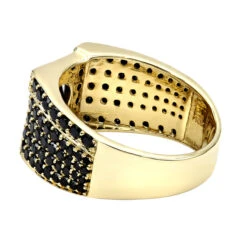 Men's Black Diamond Ring 10K Yellow Gold 4 Carat By Luxurman -H'Hen Sale Store jewelry mens black diamond ring in 10k white rose yellow gold 4 carat by luxurman backye