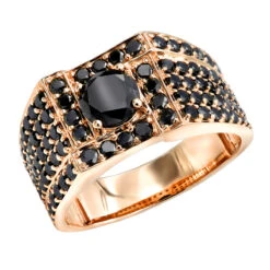 Men's Black Diamond Ring 10K Yellow Gold 4 Carat By Luxurman -H'Hen Sale Store jewelry mens black diamond ring in 10k white rose yellow gold 4 carat by luxurman ro