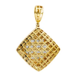 Men's Diamond Rhombus Pendant 1.8ct Baguette & Round Diamonds 14K Yellow Gold -H'Hen Sale Store jewelry mens diamond rhombus pendant 18ct baguette round diamonds 14k gold 803178 backye