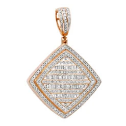 Men's Diamond Rhombus Pendant 1.8ct Baguette & Round Diamonds 14K Yellow Gold -H'Hen Sale Store jewelry mens diamond rhombus pendant 18ct baguette round diamonds 14k gold 803178 ro 20201203