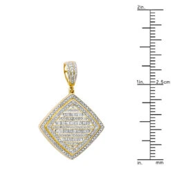 Men's Diamond Rhombus Pendant 1.8ct Baguette & Round Diamonds 14K Yellow Gold -H'Hen Sale Store jewelry mens diamond rhombus pendant 18ct baguette round diamonds 14k gold 803178 rulerye