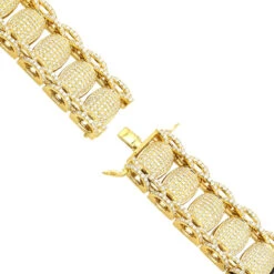 Men's Hip Hop Style Iced Out Diamond Link Bracelet 14K Yellow Gold By Joe Rodeo 21Ct -H'Hen Sale Store jewelry mens hip hop style iced out diamond link bracelet 14k gold 21ct backye 1