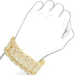 Men's Hip Hop Style Iced Out Diamond Link Bracelet 14K Yellow Gold By Joe Rodeo 21Ct -H'Hen Sale Store jewelry mens hip hop style iced out diamond link bracelet 14k gold 21ct bodye 1