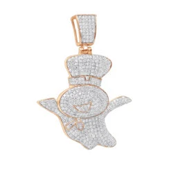 Men's 10K Yellow Gold Diamond Pillsburry Doughboy Pendant For Men 1.33Ct -H'Hen Sale Store jewelry mens jewelry real 10k gold diamond pillsberry doughboy pendant for men 133ct ro