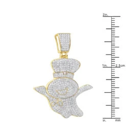 Men's 10K Yellow Gold Diamond Pillsburry Doughboy Pendant For Men 1.33Ct -H'Hen Sale Store jewelry mens jewelry real 10k gold diamond pillsberry doughboy pendant for men 133ct rulerye