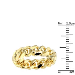Miami Cuban Link Chain Ring For Men 14K Yellow Gold 5.5mm By Luxurman -H'Hen Sale Store jewelry miami cuban link chain ring for men 14k gold 55mm by luxurman rulerye