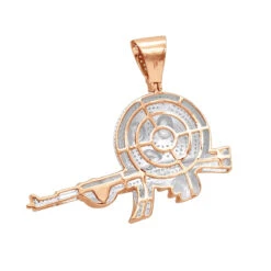 10K Yellow Gold Angry Emoji With AK47 Machine Gun Pendant With Diamonds 1.2ct -H'Hen Sale Store jewelry real 10k gold angry emoji with ak47 machine gun pendant with diamonds 12ct backro