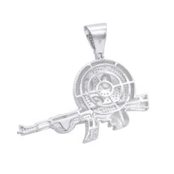 10K Yellow Gold Angry Emoji With AK47 Machine Gun Pendant With Diamonds 1.2ct -H'Hen Sale Store jewelry real 10k gold angry emoji with ak47 machine gun pendant with diamonds 12ct backwh