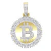10K Yellow Gold Bitcoin Pendant With Diamonds 2 Carat Men's Circle Charm