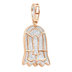 10K Yellow Gold Emoji Ghost Haloween Diamond Pendant For Men 1.2ct -H'Hen Sale Store jewelry real 10k gold emoji ghost haloween diamond pendant for men 12ct backro