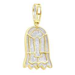 10K Yellow Gold Emoji Ghost Haloween Diamond Pendant For Men 1.2ct -H'Hen Sale Store jewelry real 10k gold emoji ghost haloween diamond pendant for men 12ct backye