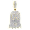 10K Yellow Gold Emoji Ghost Haloween Diamond Pendant For Men 1.2ct