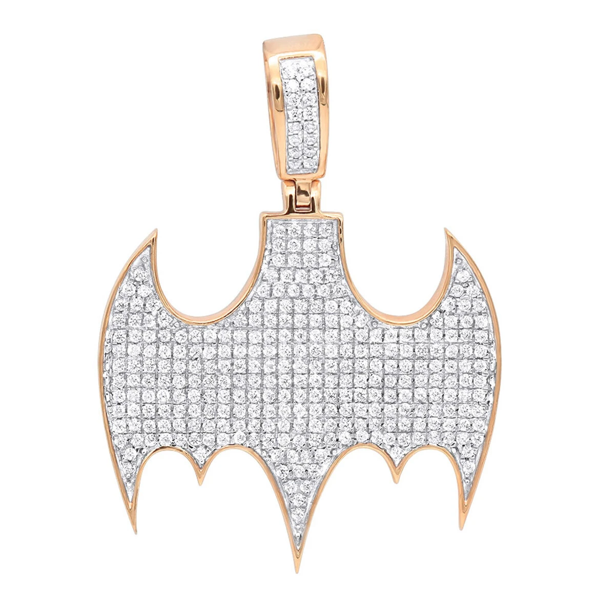 10K Yellow Gold Iced Out Batman Logo Pendant For Men 1 Carat Of Diamonds 5 10K Yellow Gold Iced Out Batman Logo Pendant For Men 1 Carat Of Diamonds - Image 3