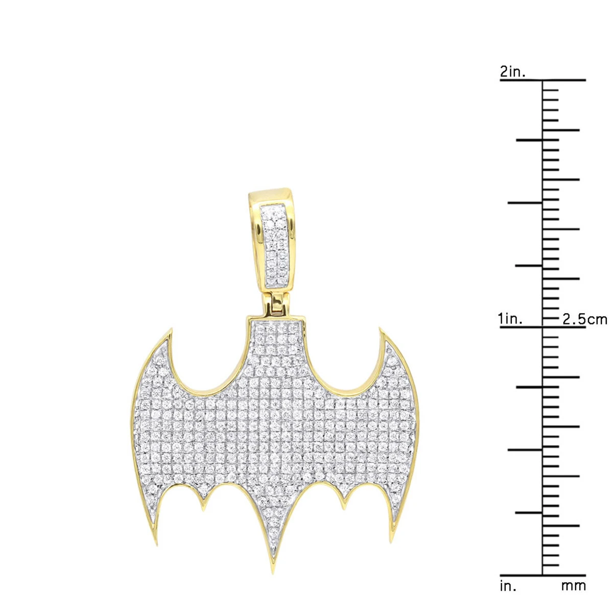 10K Yellow Gold Iced Out Batman Logo Pendant For Men 1 Carat Of Diamonds 10 10K Yellow Gold Iced Out Batman Logo Pendant For Men 1 Carat Of Diamonds - Image 8