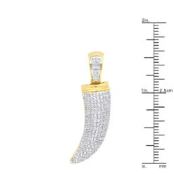 10K Yellow Gold Wolf Fang Diamond Pendant Necklace For Men 0.7CT By Luxurman -H'Hen Sale Store jewelry real 10k gold wolf fang diamond pendant necklace for men 07ct by luxurman rulerye