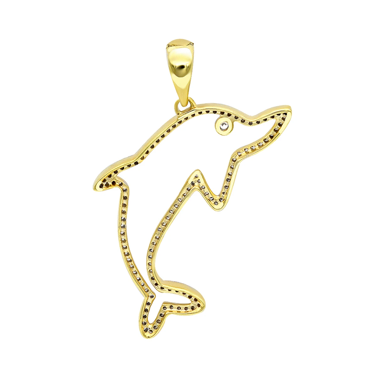 14K Yellow Gold Diamond Dolphin Pendant For Men 0.33ct By LUXURMAN 7 14K Yellow Gold Diamond Dolphin Pendant For Men 0.33ct By LUXURMAN - Image 5