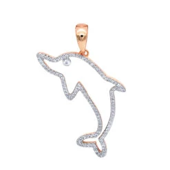 14K Yellow Gold Diamond Dolphin Pendant For Men 0.33ct By LUXURMAN 14 14K Yellow Gold Diamond Dolphin Pendant For Men 0.33ct By LUXURMAN -H'Hen Sale Store jewelry real 14k gold diamond dolphin pendant for men 033ct by luxurman ro 1