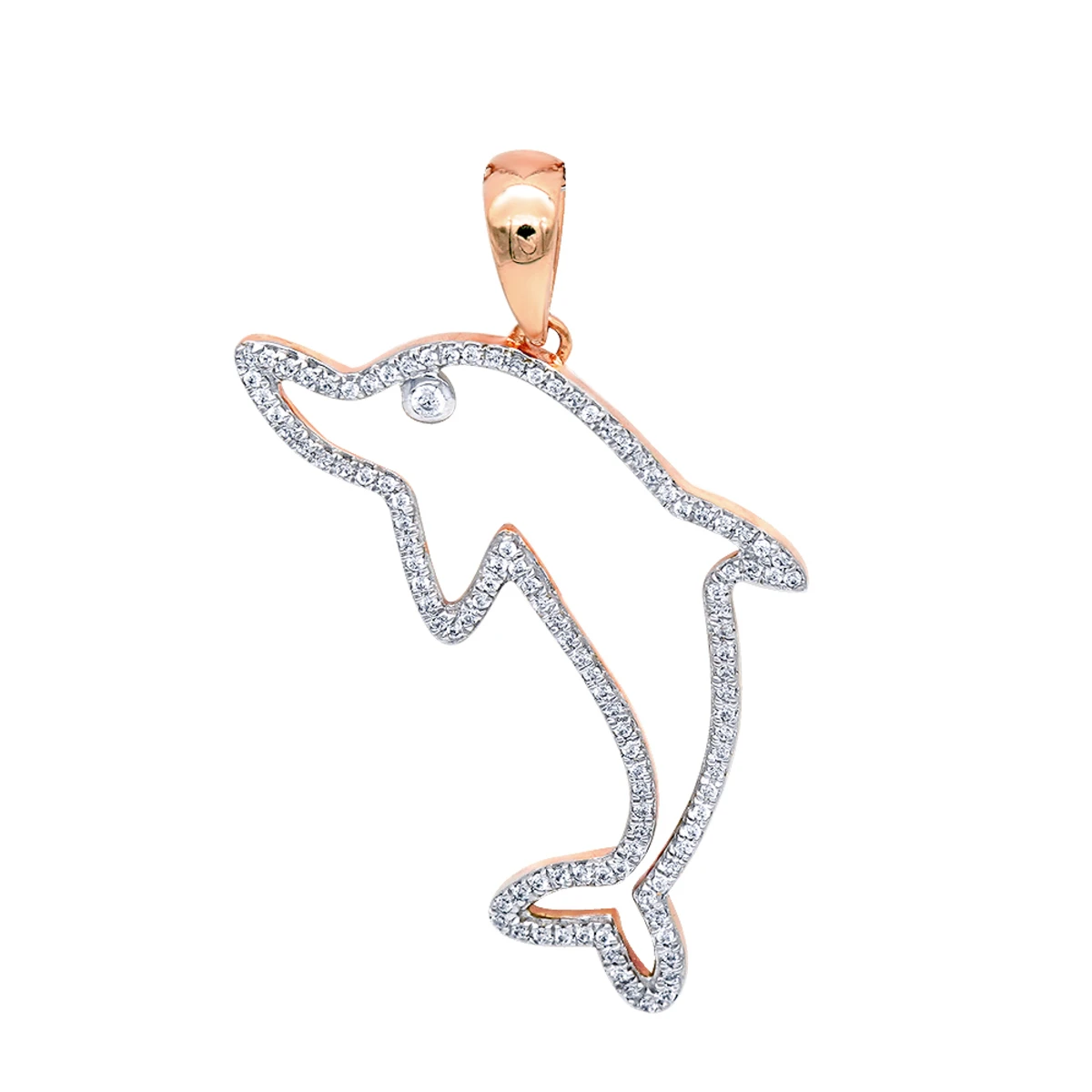 14K Yellow Gold Diamond Dolphin Pendant For Men 0.33ct By LUXURMAN 5 14K Yellow Gold Diamond Dolphin Pendant For Men 0.33ct By LUXURMAN - Image 3