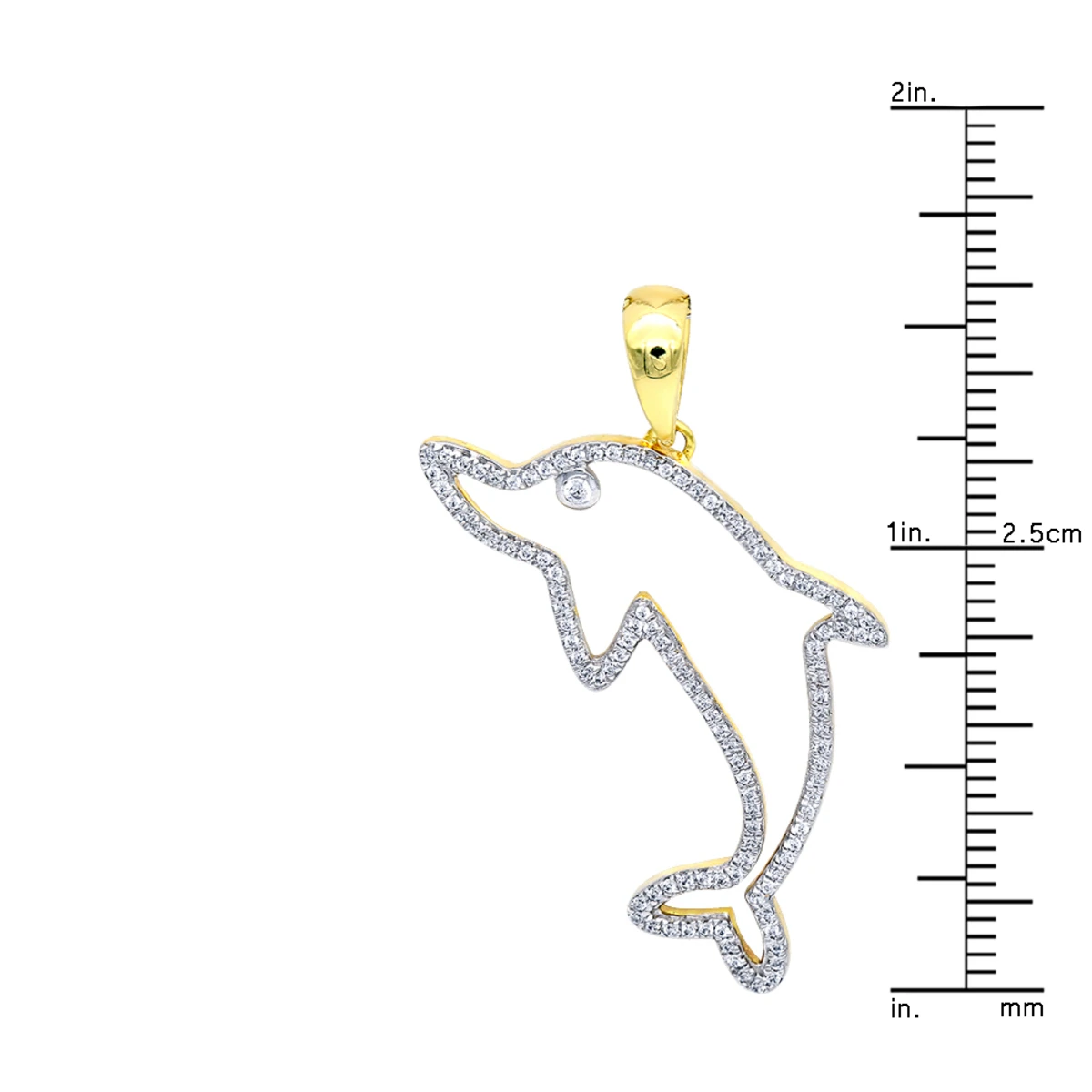 14K Yellow Gold Diamond Dolphin Pendant For Men 0.33ct By LUXURMAN 11 14K Yellow Gold Diamond Dolphin Pendant For Men 0.33ct By LUXURMAN - Image 9