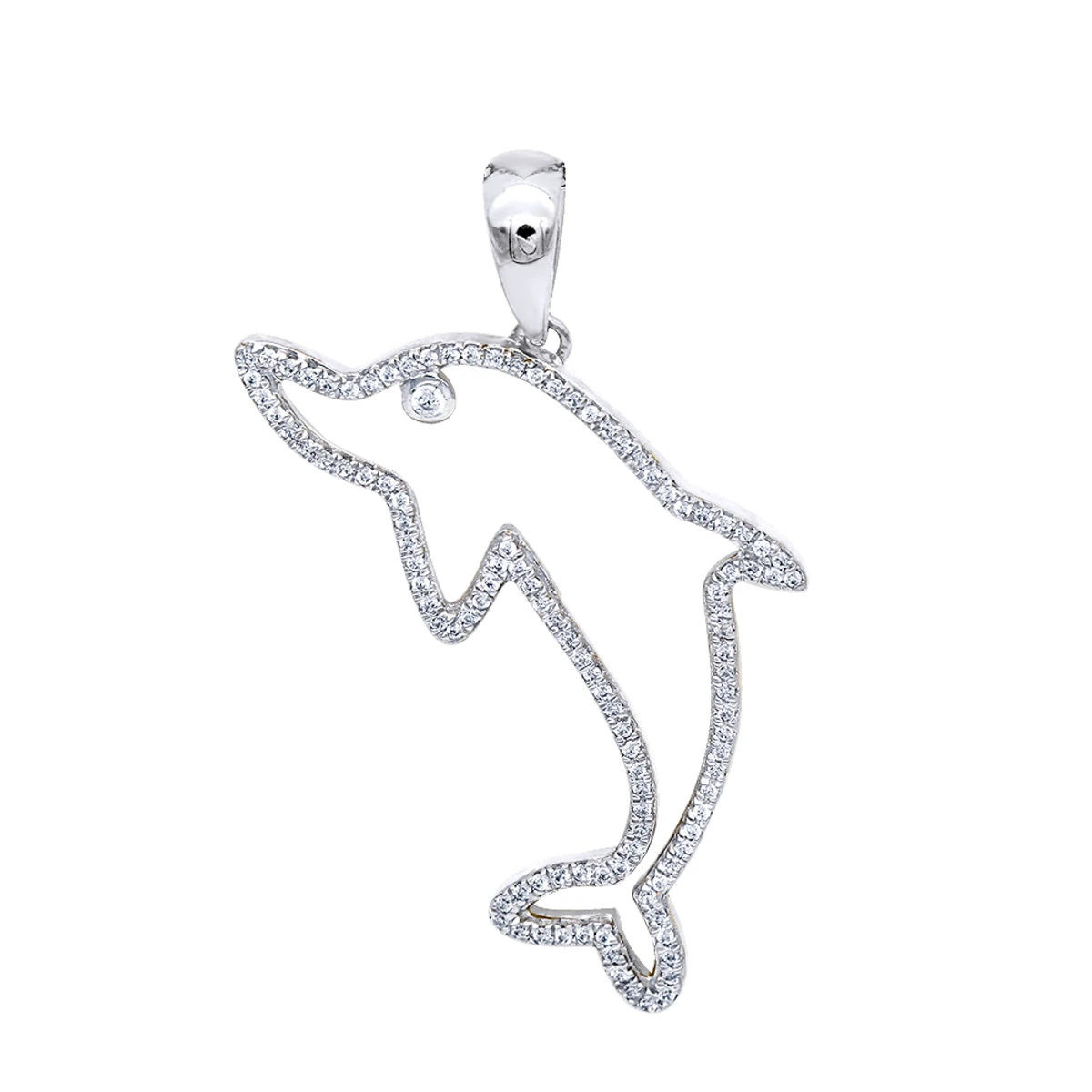 14K Yellow Gold Diamond Dolphin Pendant For Men 0.33ct By LUXURMAN 4 14K Yellow Gold Diamond Dolphin Pendant For Men 0.33ct By LUXURMAN - Image 2