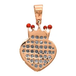 10K Yellow Gold Fully Iced Out Puffed Diamond Crown Heart Pendant 1 Carat -H'Hen Sale Store jewelry real 14k gold fully iced out puffed diamond crown heart pendant 1 carat backro