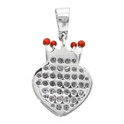 10K Yellow Gold Fully Iced Out Puffed Diamond Crown Heart Pendant 1 Carat -H'Hen Sale Store jewelry real 14k gold fully iced out puffed diamond crown heart pendant 1 carat backwh