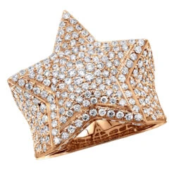 14K Yellow Gold Hip Hop Star Diamond Pinky Ring For Men 3.65ct 12 14K Yellow Gold Hip Hop Star Diamond Pinky Ring For Men 3.65ct -H'Hen Sale Store jewelry real 14k gold hip hop jewelry star diamond pinky ring for men 365ct ro