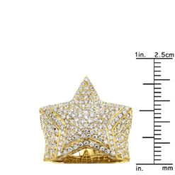 14K Yellow Gold Hip Hop Star Diamond Pinky Ring For Men 3.65ct 17 14K Yellow Gold Hip Hop Star Diamond Pinky Ring For Men 3.65ct -H'Hen Sale Store jewelry real 14k gold hip hop jewelry star diamond pinky ring for men 365ct rulerye