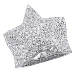 14K Yellow Gold Hip Hop Star Diamond Pinky Ring For Men 3.65ct 11 14K Yellow Gold Hip Hop Star Diamond Pinky Ring For Men 3.65ct -H'Hen Sale Store jewelry real 14k gold hip hop jewelry star diamond pinky ring for men 365ct wh