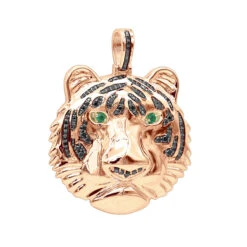 14K Yellow Gold Tiger Head Diamond Pendant For Men 2.2ct Black Diamonds 12 14K Yellow Gold Tiger Head Diamond Pendant For Men 2.2ct Black Diamonds -H'Hen Sale Store jewelry real 14k gold tiger head diamond pendant for men 22ct black diamonds ro