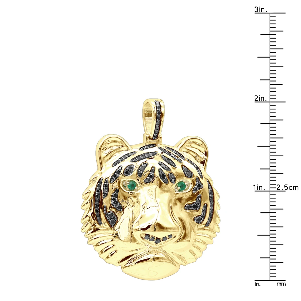 14K Yellow Gold Tiger Head Diamond Pendant For Men 2.2ct Black Diamonds 10 14K Yellow Gold Tiger Head Diamond Pendant For Men 2.2ct Black Diamonds - Image 8