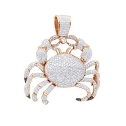 14K White Gold VS Diamond Cancer Pendant For Men By Joe Rodeo 10.46ct -H'Hen Sale Store jewelry real 14k gold vs diamond cancer pendant for men by joe rodeo 1046ct ro