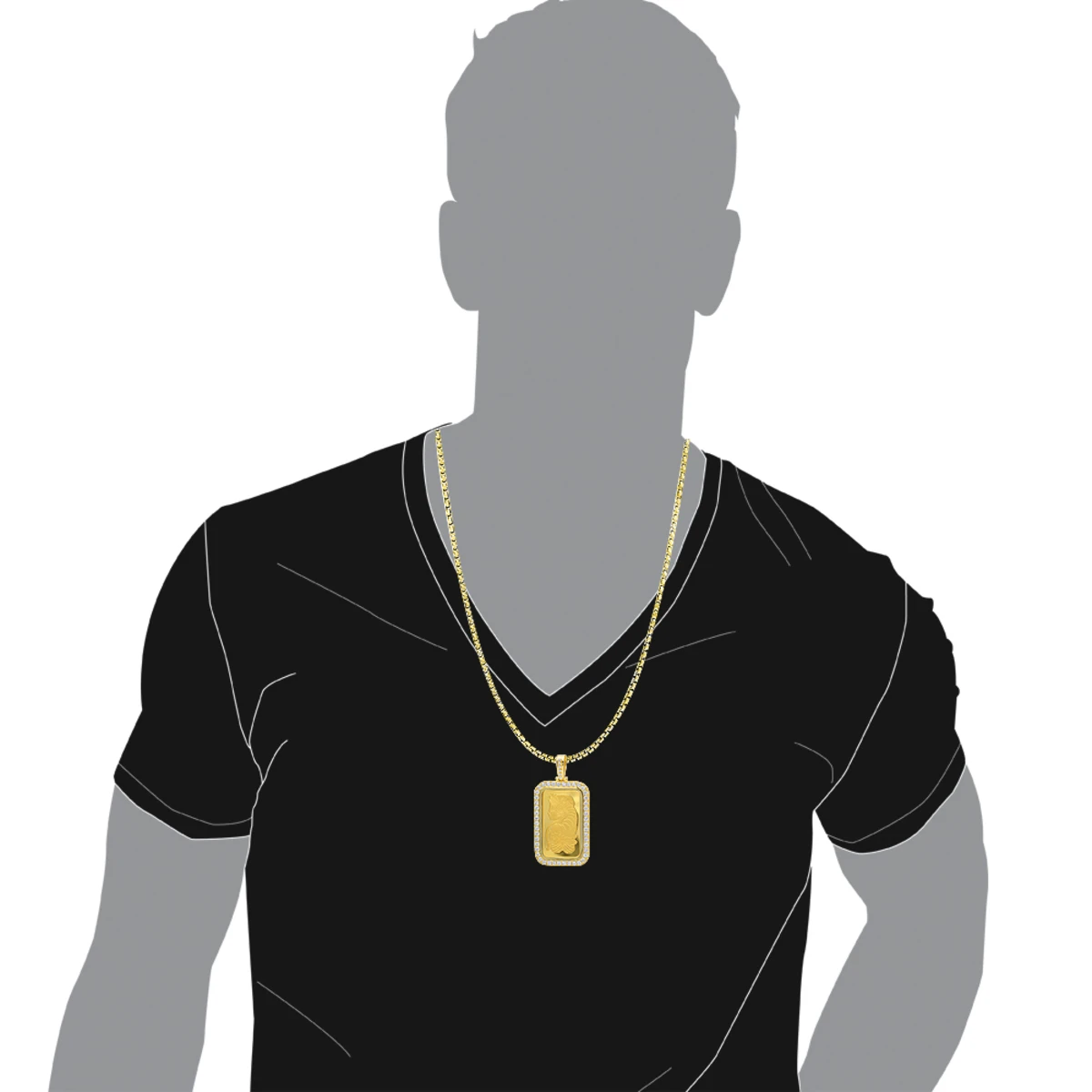 Real 99.9 14K Yellow Gold 1 Ounce Pamp Suisse Bar Lady Fortuna G VS Men's Diamond Pendant 9 Real 99.9 14K Yellow Gold 1 Ounce Pamp Suisse Bar Lady Fortuna G VS Men's Diamond Pendant - Image 7