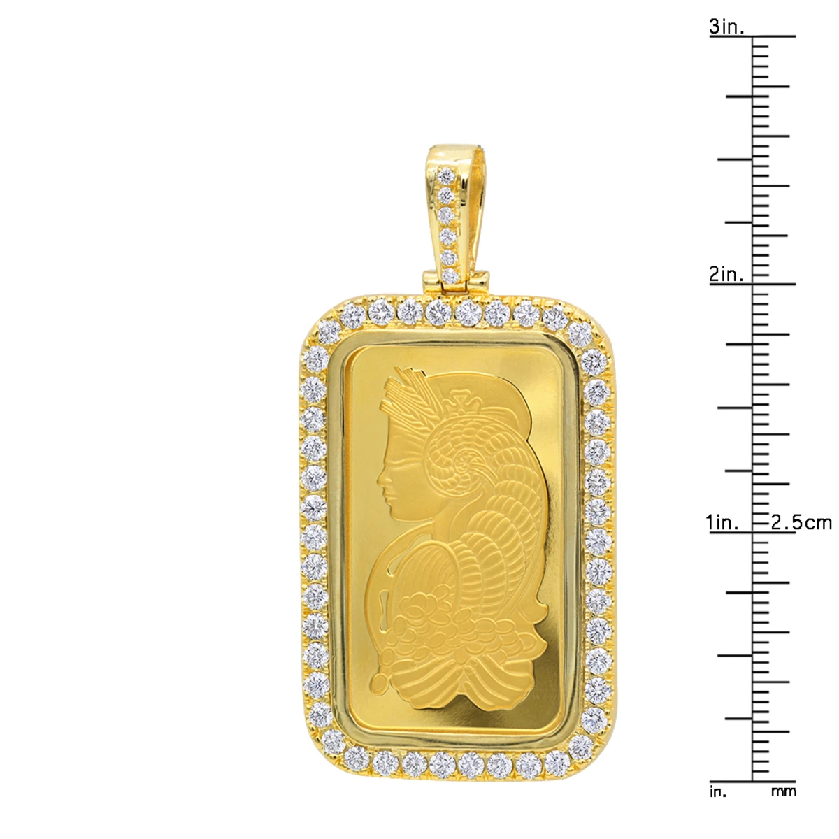 Real 99.9 14K Yellow Gold 1 Ounce Pamp Suisse Bar Lady Fortuna G VS Men's Diamond Pendant 10 Real 99.9 14K Yellow Gold 1 Ounce Pamp Suisse Bar Lady Fortuna G VS Men's Diamond Pendant - Image 8