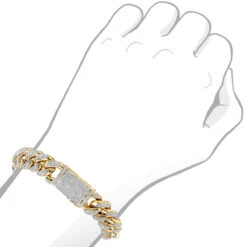 Real Diamond Miami Cuban Link Chain Bracelet For Men 10K Yellow Gold 14mm -H'Hen Sale Store jewelry real diamond miami cuban link chain bracelet for men in 10k gold 14mm bodye